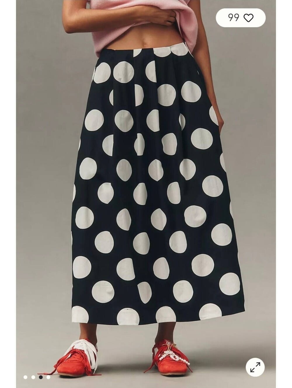 MaeveCotton Poplin Pleated Midi skirt Size XS - Picture 2 of 5